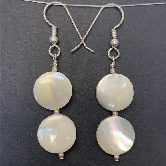 White Mother of Pearl Earrings - Picture 3 of 3